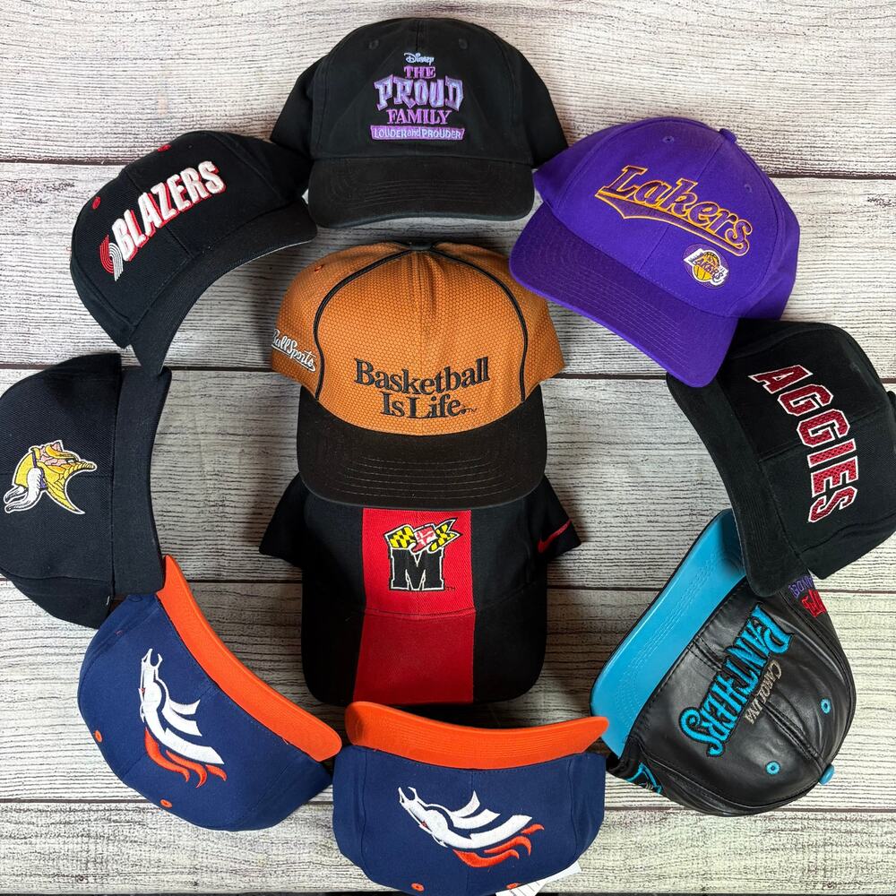 Vintage 1990s 10pc Hat Bundle Lot Sports Specialties, Nike, NFL, & More